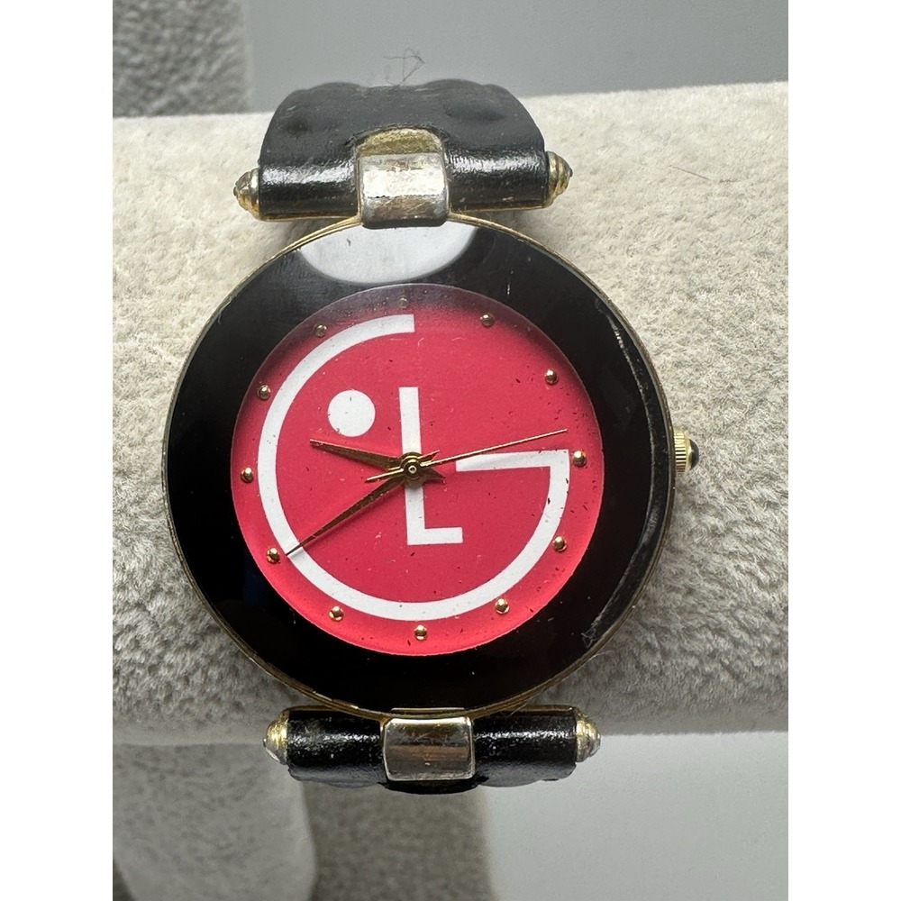 LG Lucky Goldstar Analog Rare Watch New Battery 31MM 7.5" Leather Band‎ S57